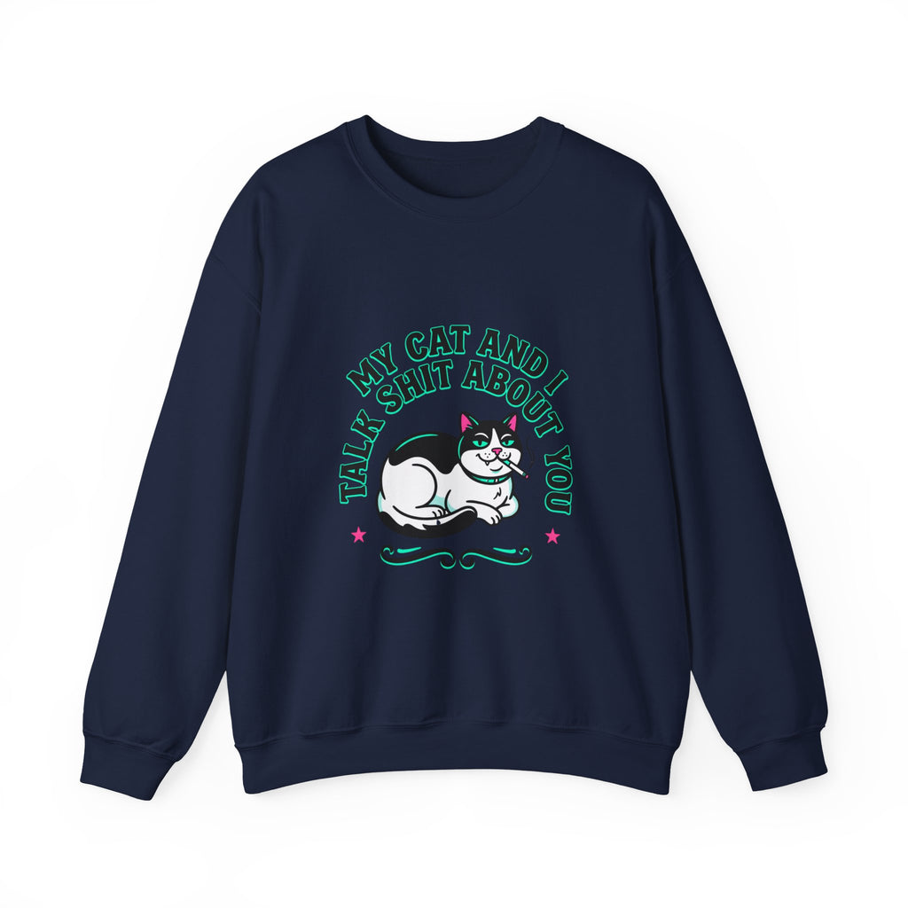 Funny Cat Motto Sweatshirt | black cat, retro cat