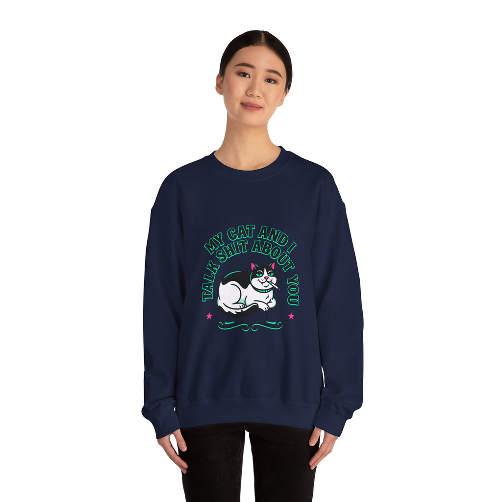 Funny Cat Motto Sweatshirt | black cat, retro cat