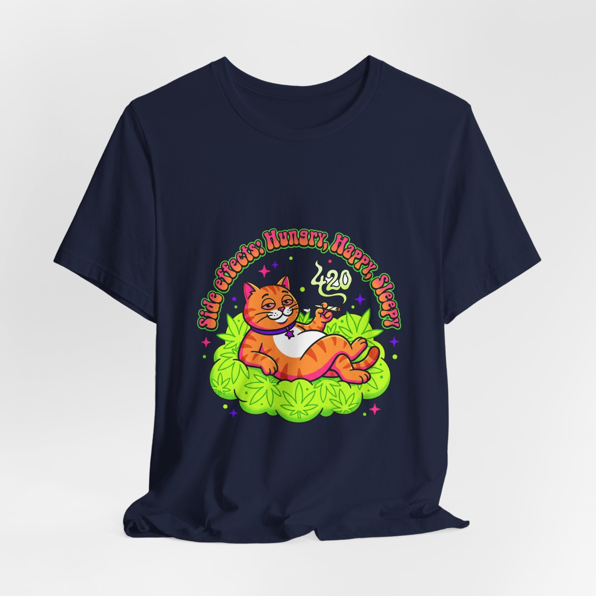 Chill Cat on Cannabis Cloud Tee | 420 Stoner Humor, psychedelic weed shirt