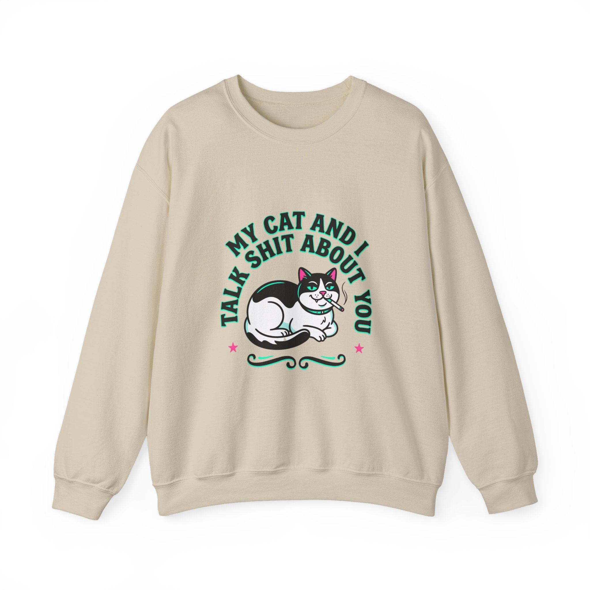 Funny Cat Motto Sweatshirt | black cat, retro cat