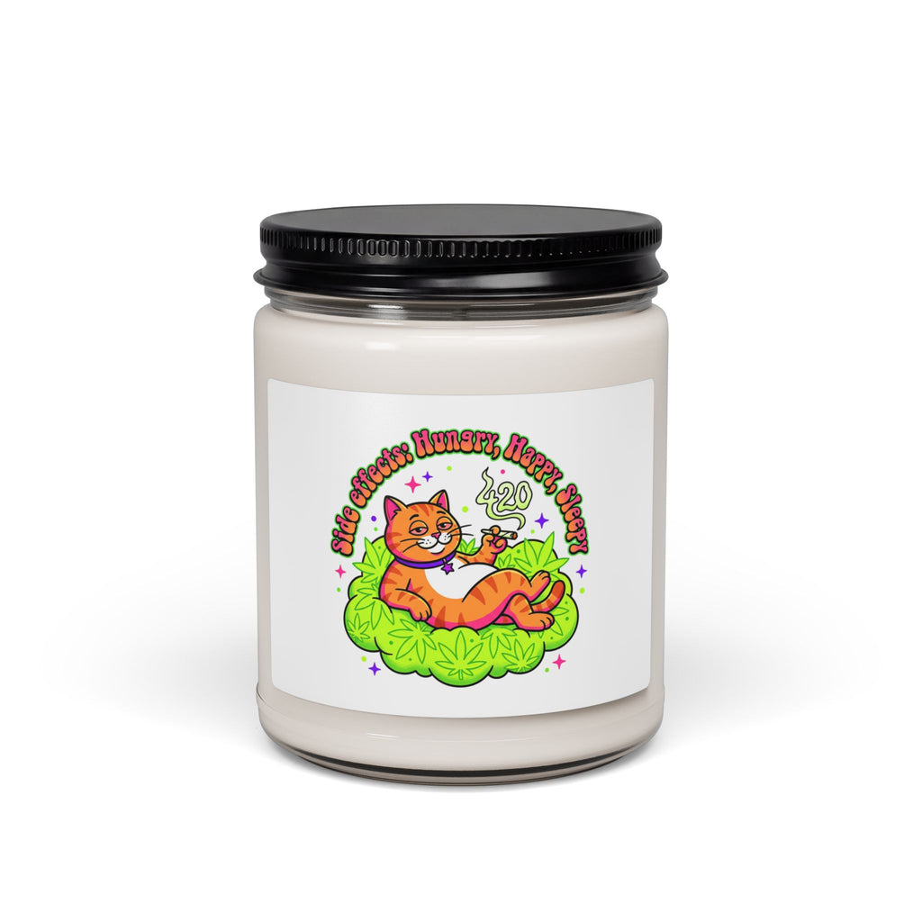 Relaxed Cat 420 Soy Candle, cannabis stoner humor, chill psychedelic