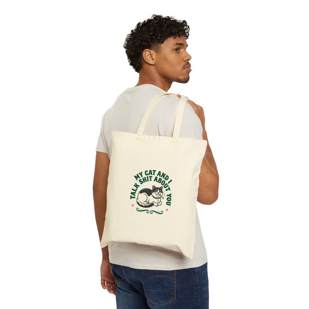 Talk My Cat and I Tote Bag | funny cat, meme cat