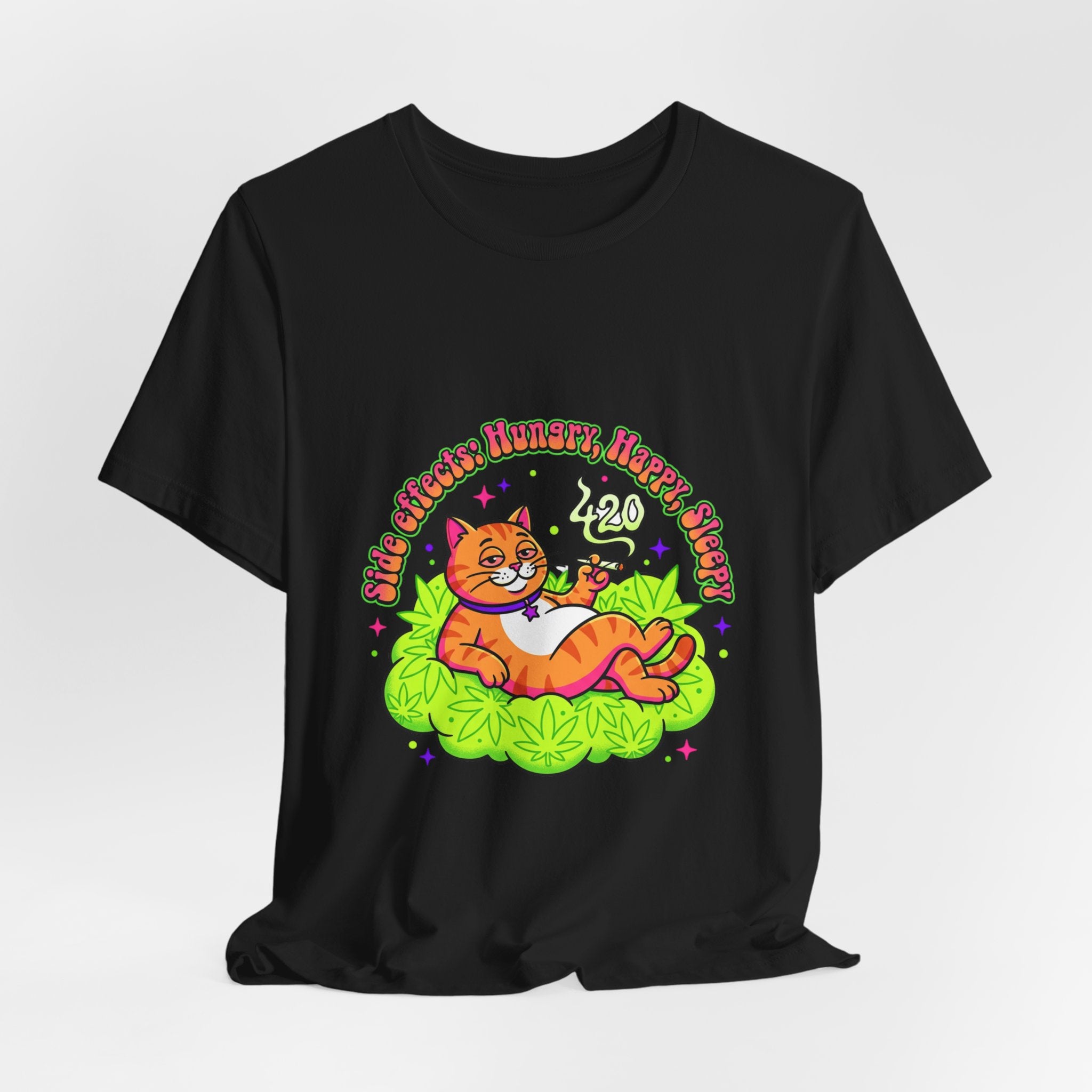 Chill Cat on Cannabis Cloud Tee | 420 Stoner Humor, psychedelic weed shirt