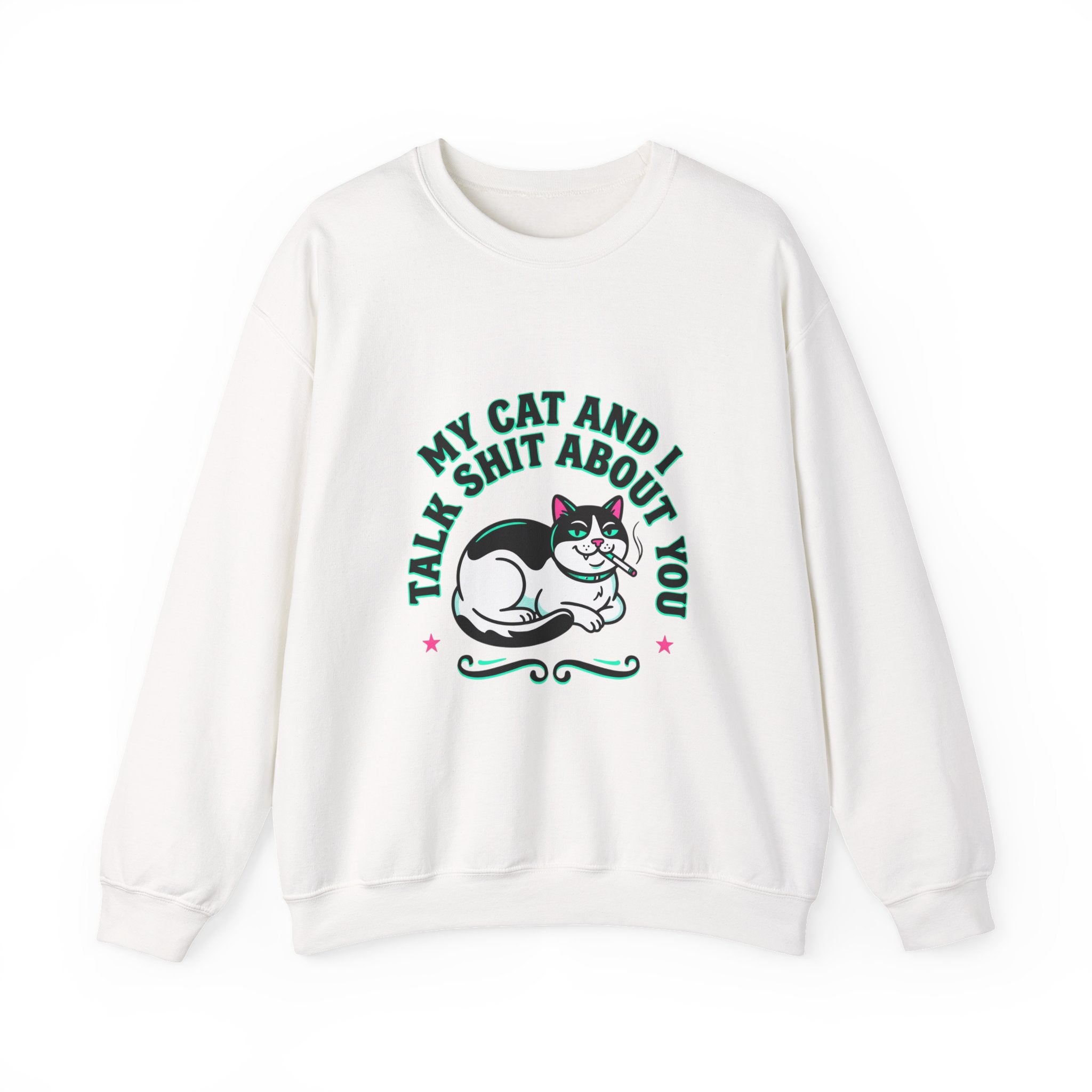 Funny Cat Motto Sweatshirt | black cat, retro cat