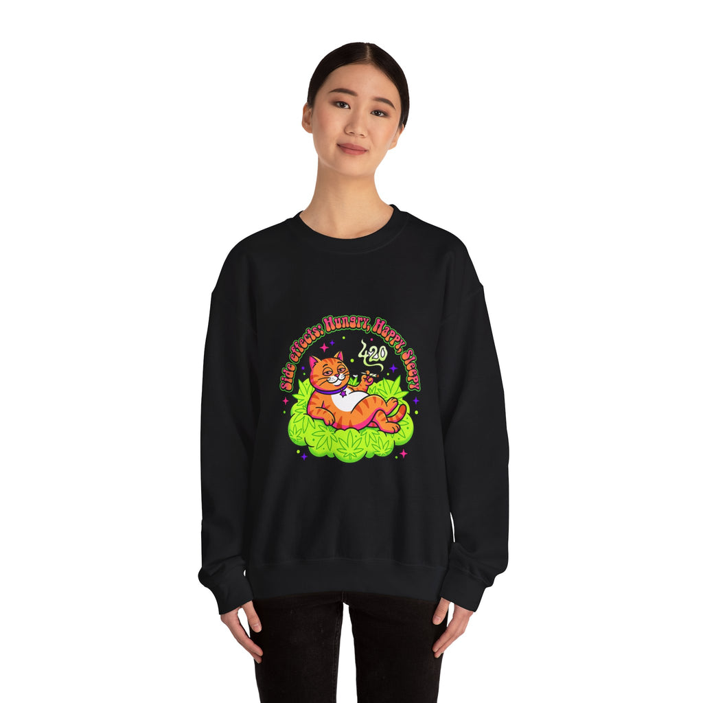 Chill Cat on Bud Sweatshirt | cannabis 420 stoner psychedelic