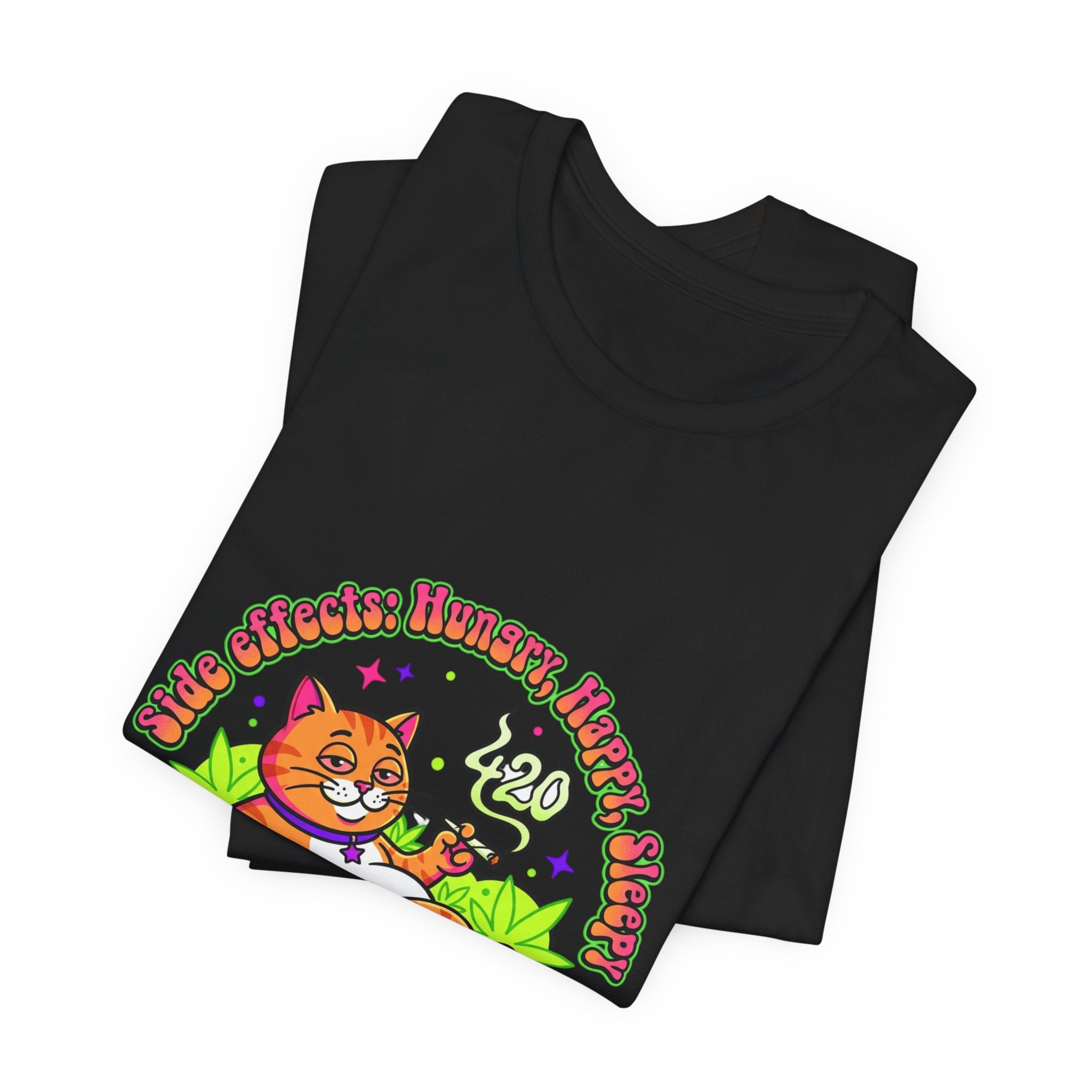 Chill Cat on Cannabis Cloud Tee | 420 Stoner Humor, psychedelic weed shirt