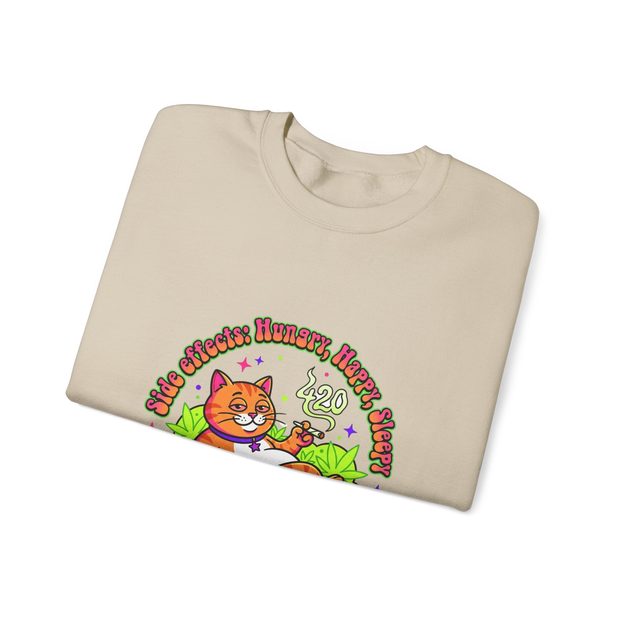 Chill Cat on Bud Sweatshirt | cannabis 420 stoner psychedelic