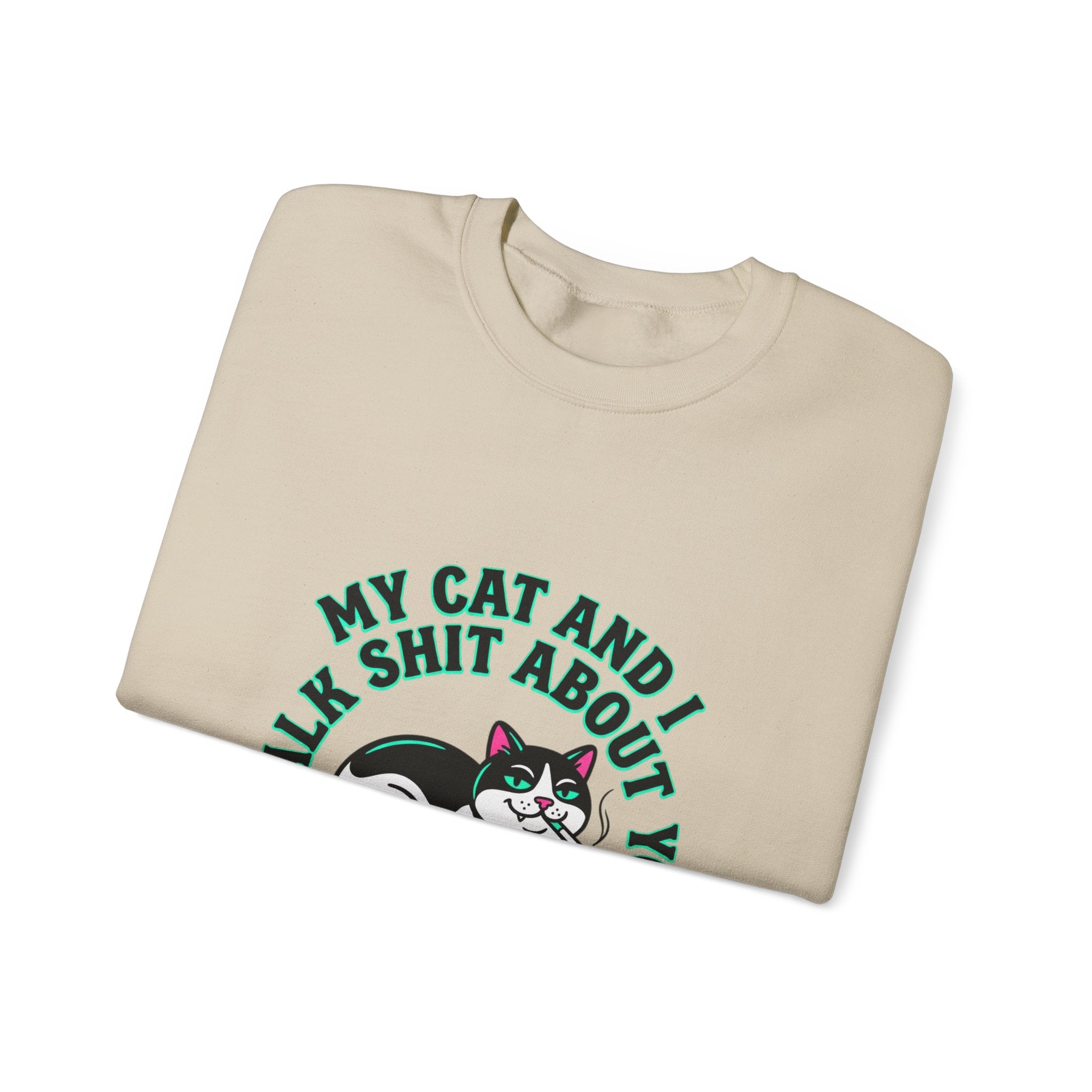 Funny Cat Motto Sweatshirt | black cat, retro cat