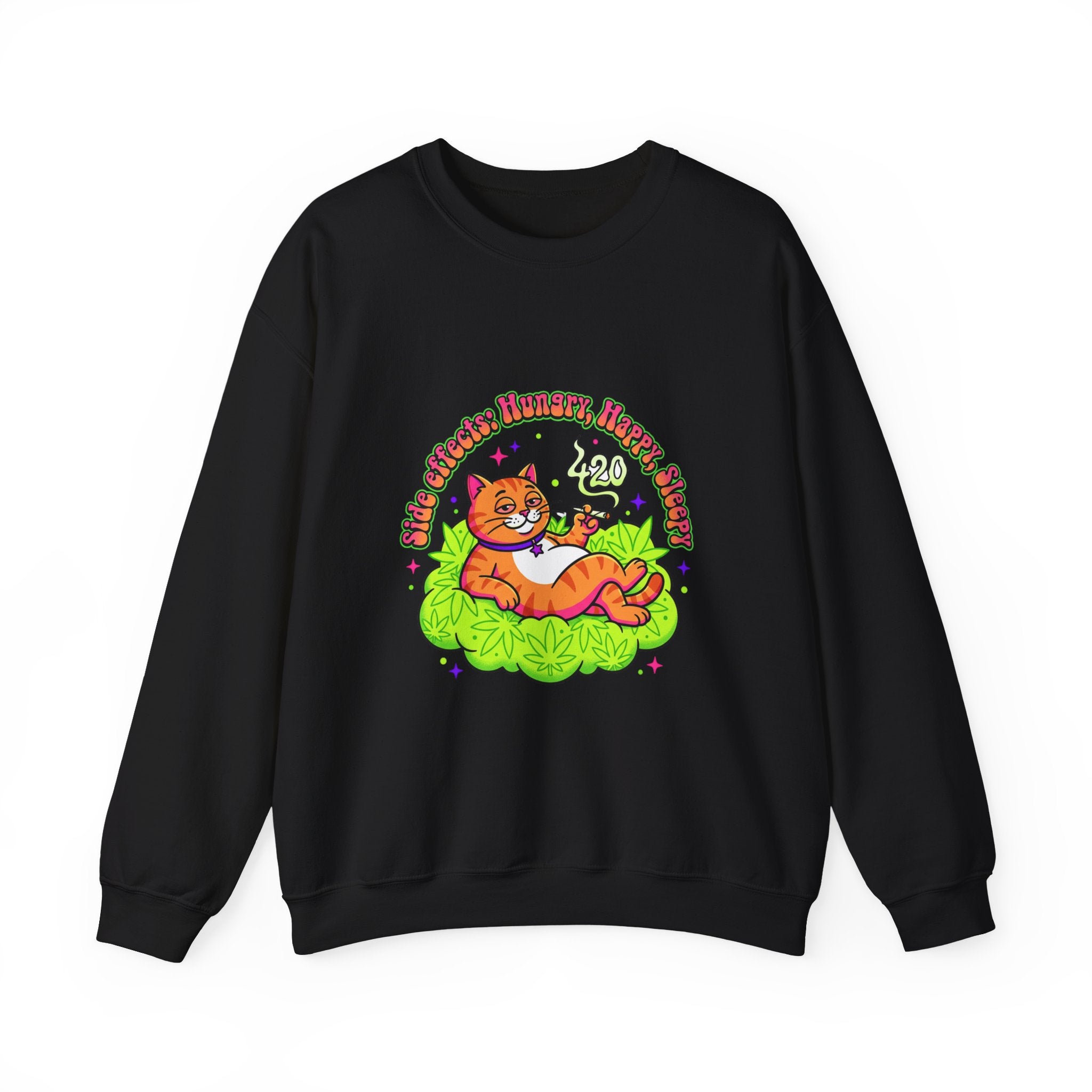 Chill Cat on Bud Sweatshirt | cannabis 420 stoner psychedelic