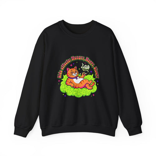 Chill Cat on Bud Sweatshirt | cannabis 420 stoner psychedelic
