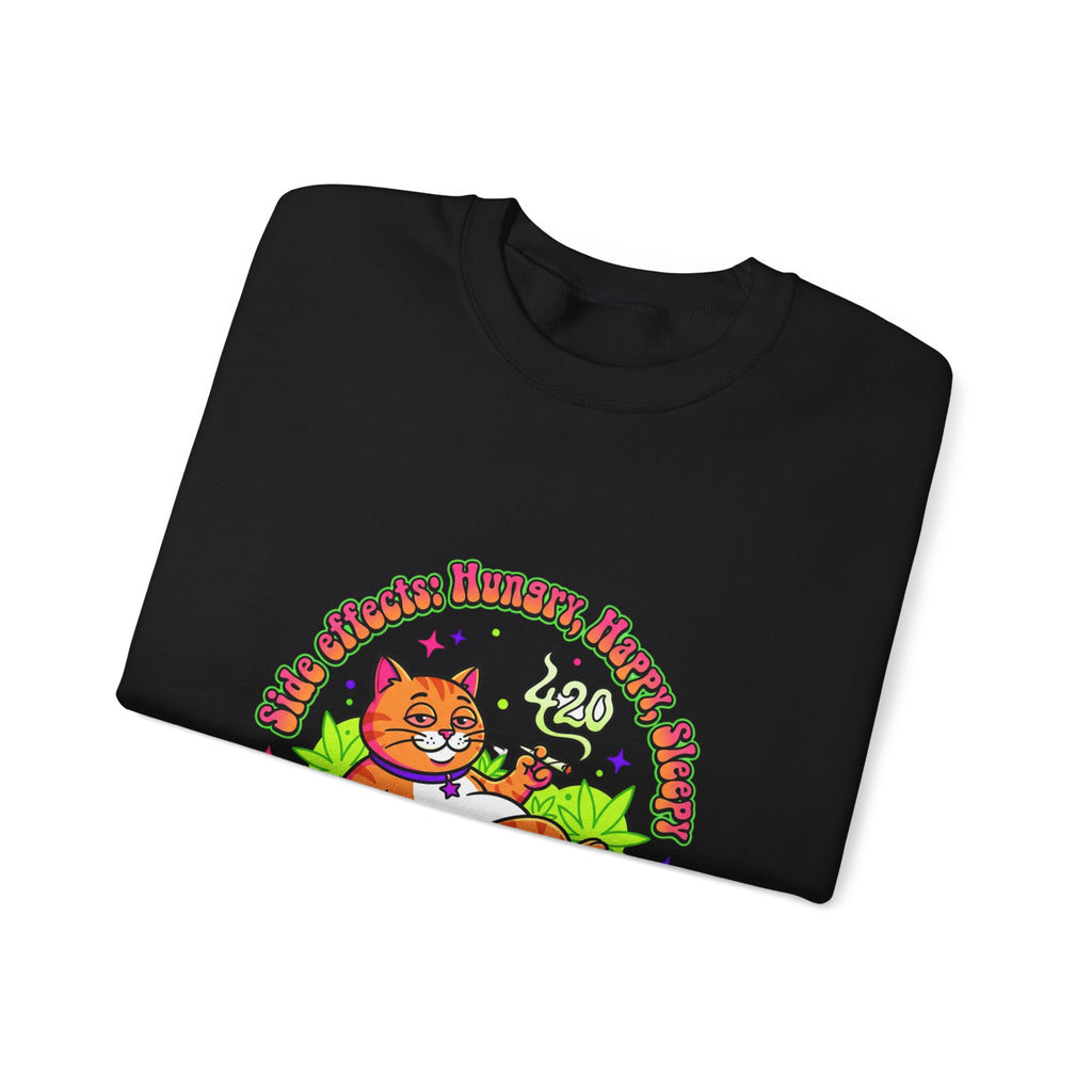 Chill Cat on Bud Sweatshirt | cannabis 420 stoner psychedelic