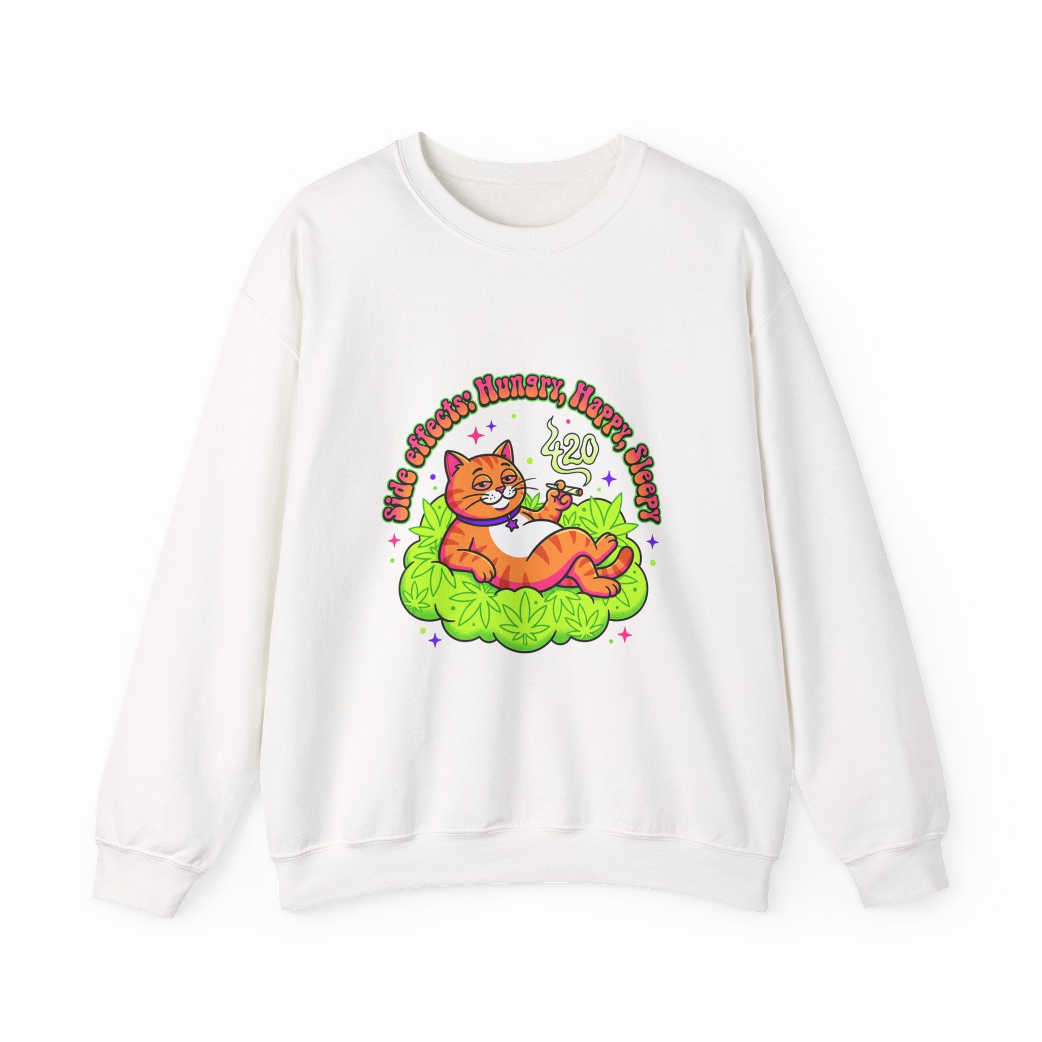 Chill Cat on Bud Sweatshirt | cannabis 420 stoner psychedelic