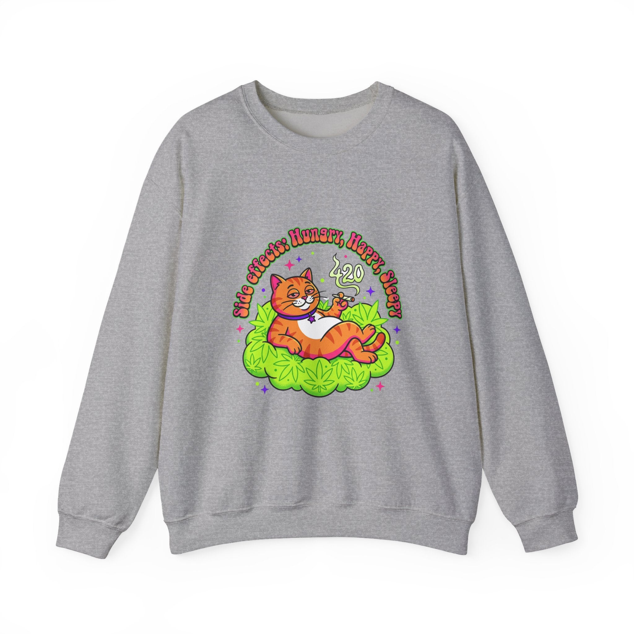 Chill Cat on Bud Sweatshirt | cannabis 420 stoner psychedelic