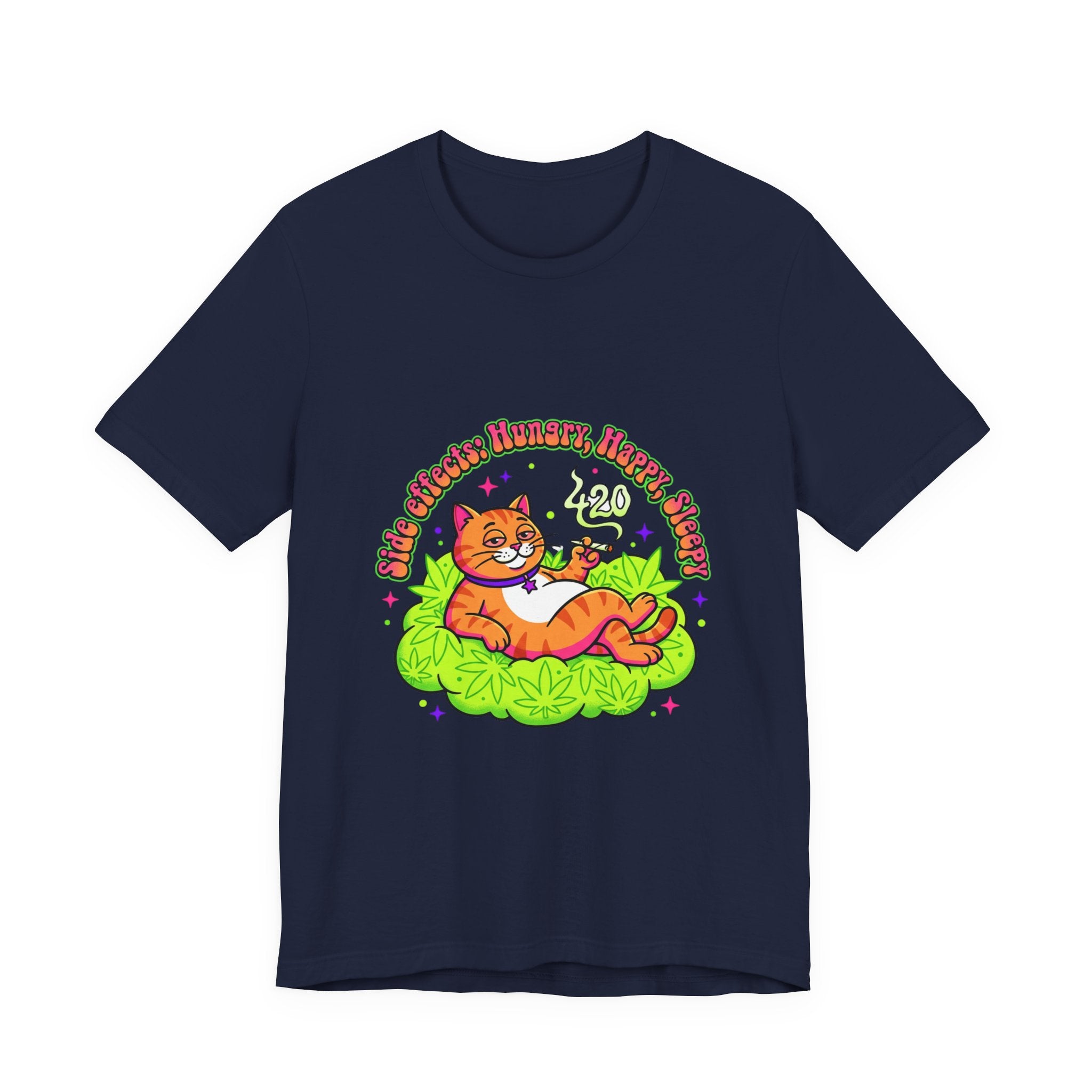 Chill Cat on Cannabis Cloud Tee | 420 Stoner Humor, psychedelic weed shirt