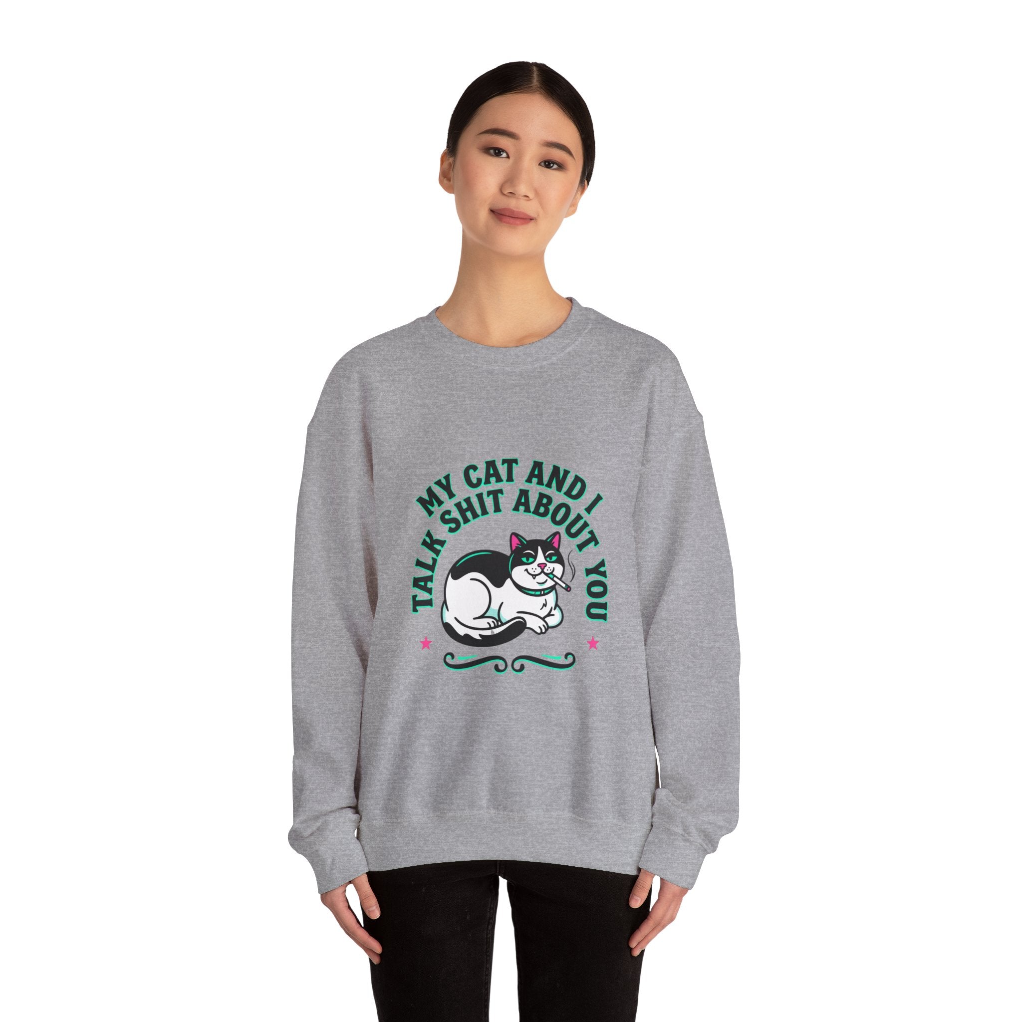Funny Cat Motto Sweatshirt | black cat, retro cat