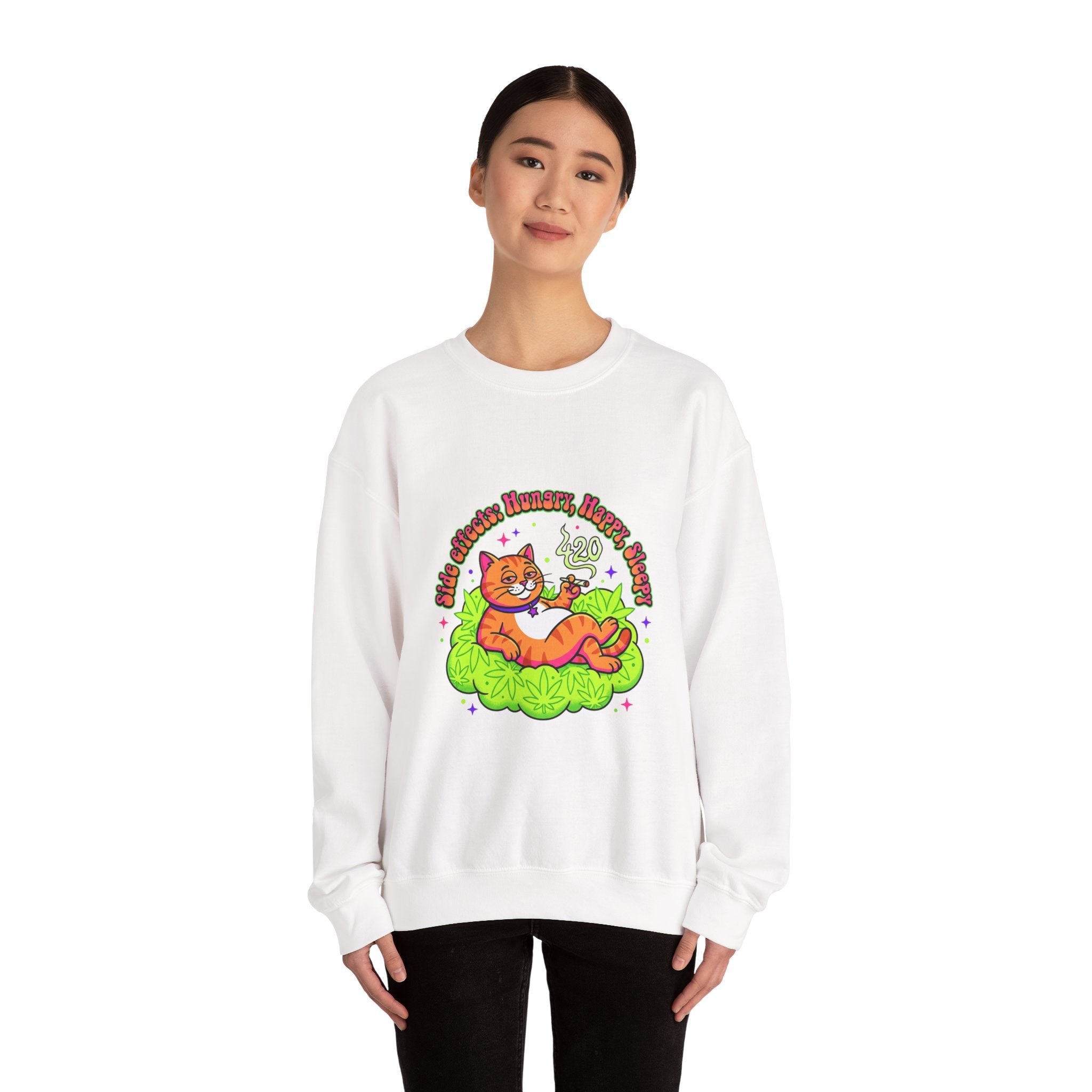Chill Cat on Bud Sweatshirt | cannabis 420 stoner psychedelic