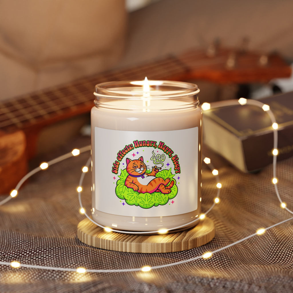 Relaxed Cat 420 Soy Candle, cannabis stoner humor, chill psychedelic