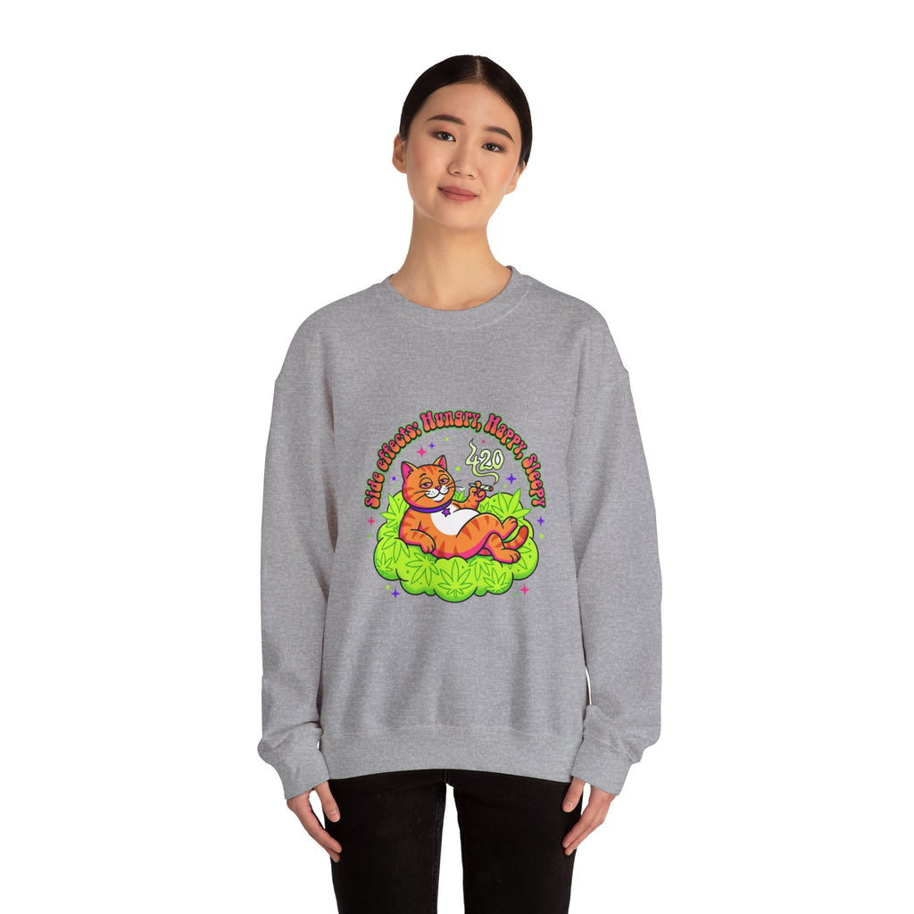 Chill Cat on Bud Sweatshirt | cannabis 420 stoner psychedelic