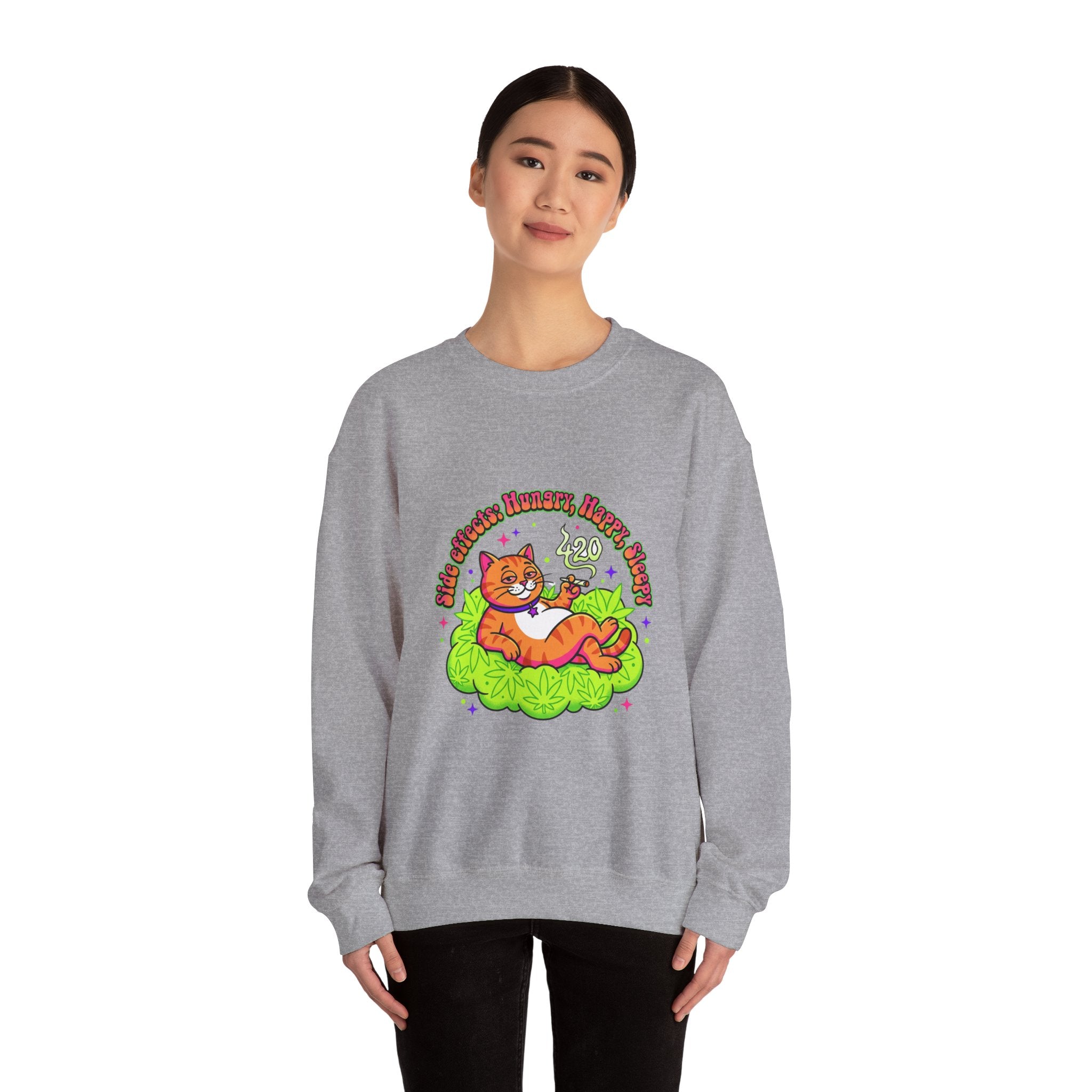 Chill Cat on Bud Sweatshirt | cannabis 420 stoner psychedelic