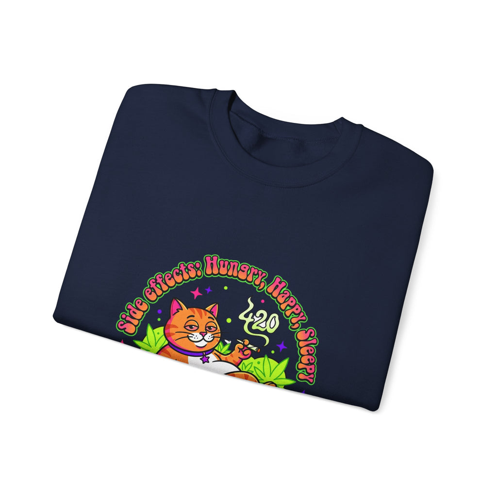 Chill Cat on Bud Sweatshirt | cannabis 420 stoner psychedelic