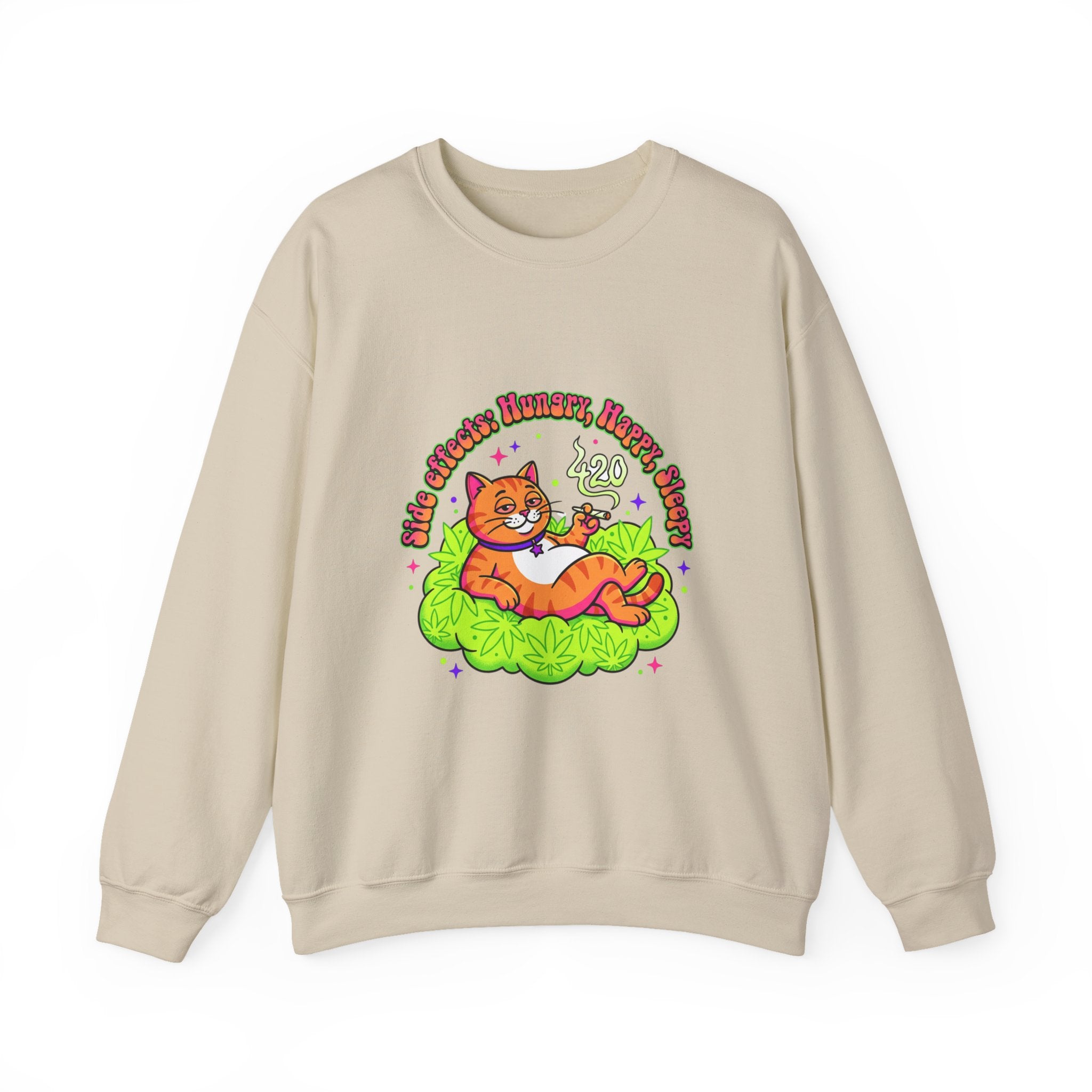 Chill Cat on Bud Sweatshirt | cannabis 420 stoner psychedelic