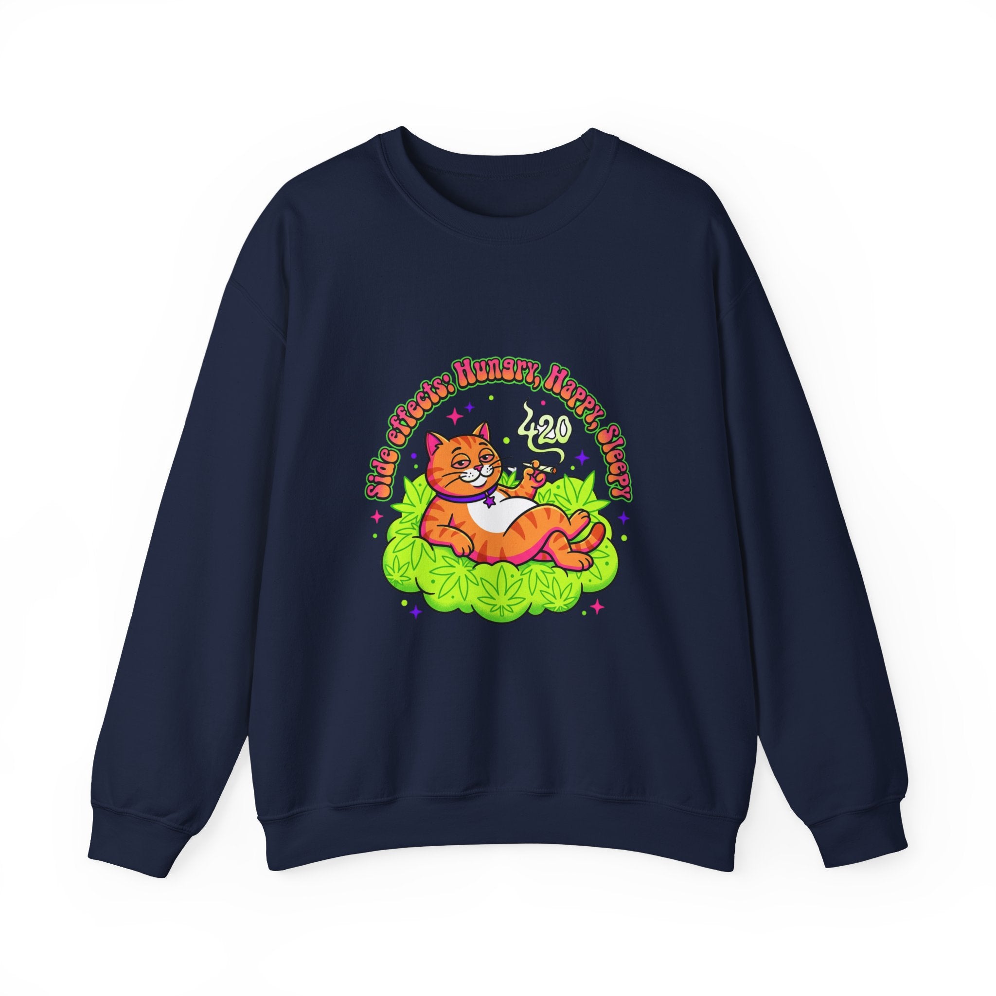 Chill Cat on Bud Sweatshirt | cannabis 420 stoner psychedelic