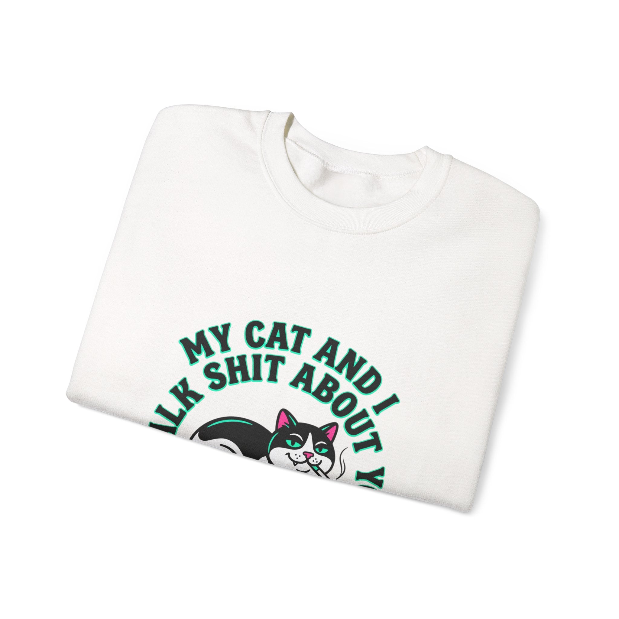 Funny Cat Motto Sweatshirt | black cat, retro cat