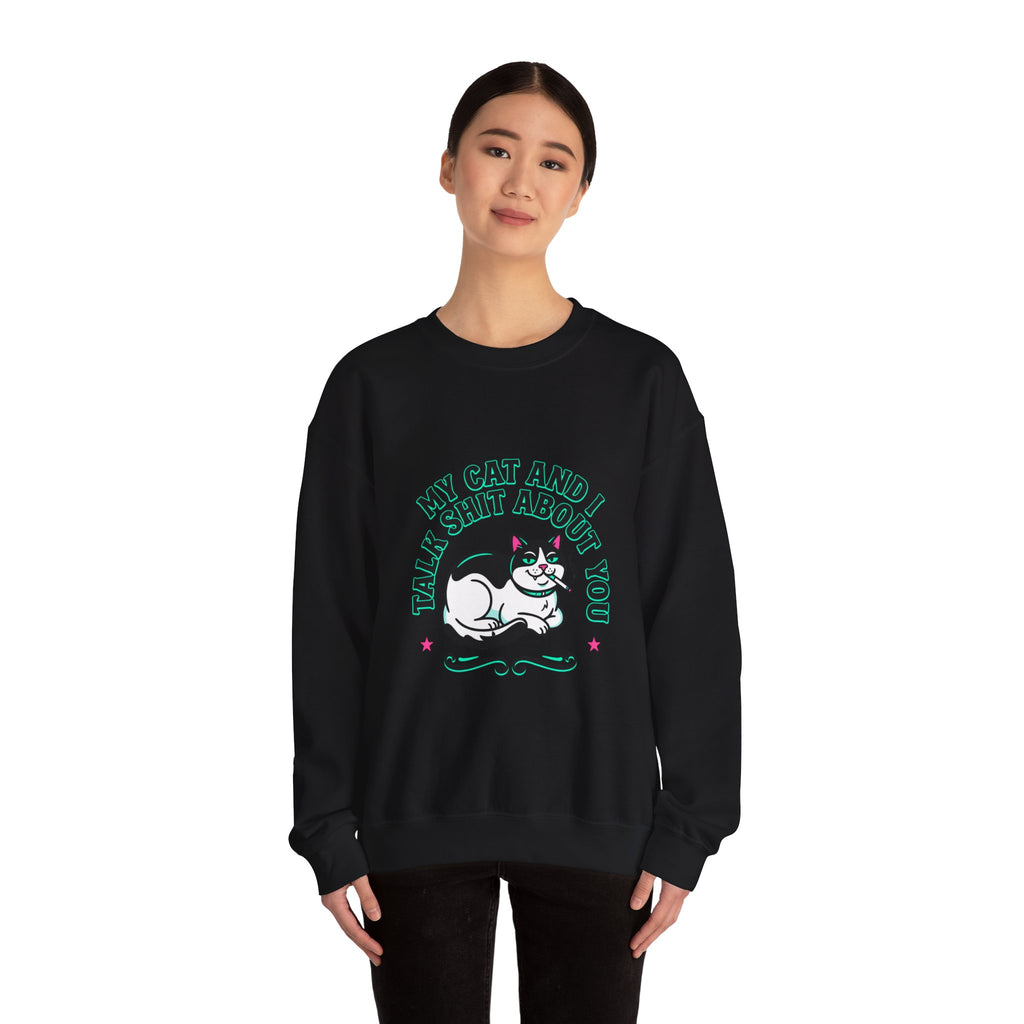 Funny Cat Motto Sweatshirt | black cat, retro cat