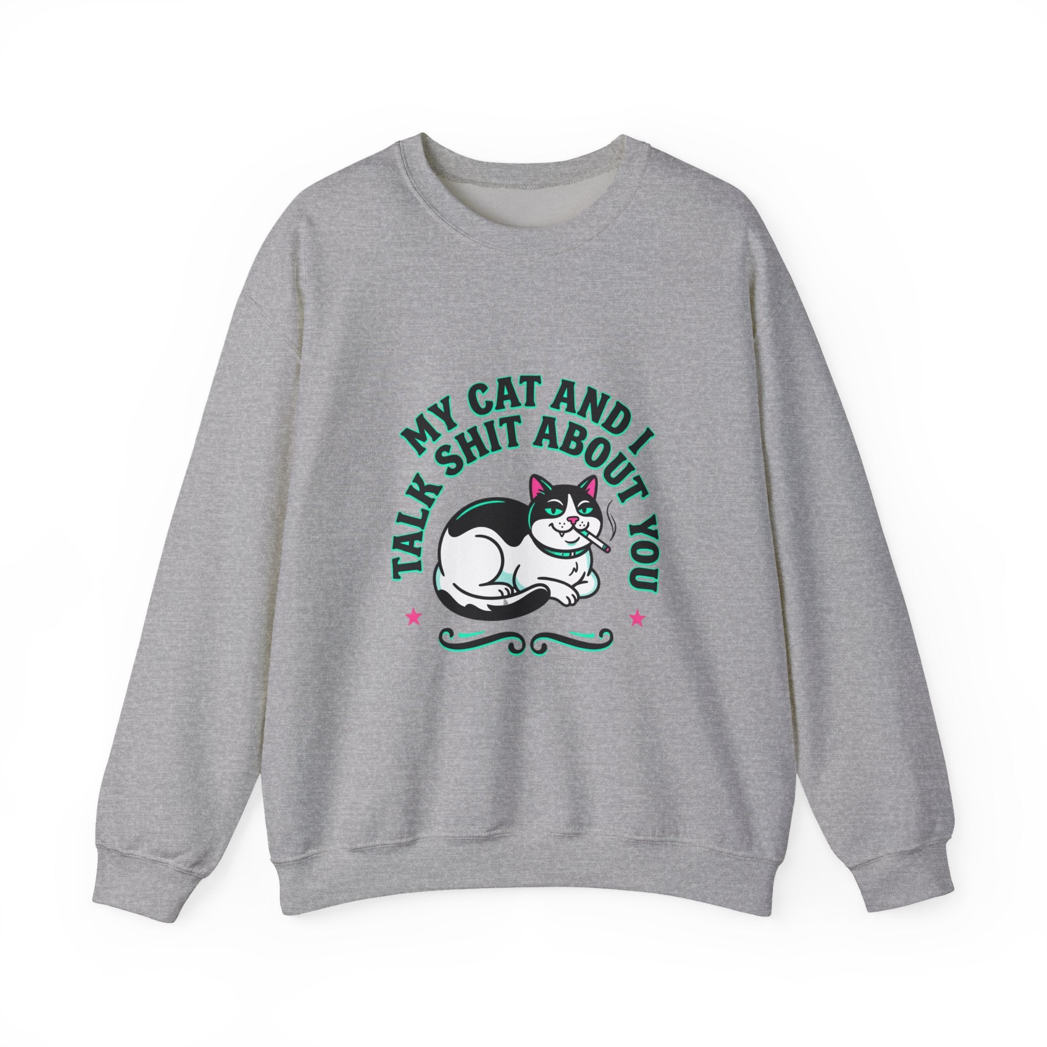 Funny Cat Motto Sweatshirt | black cat, retro cat