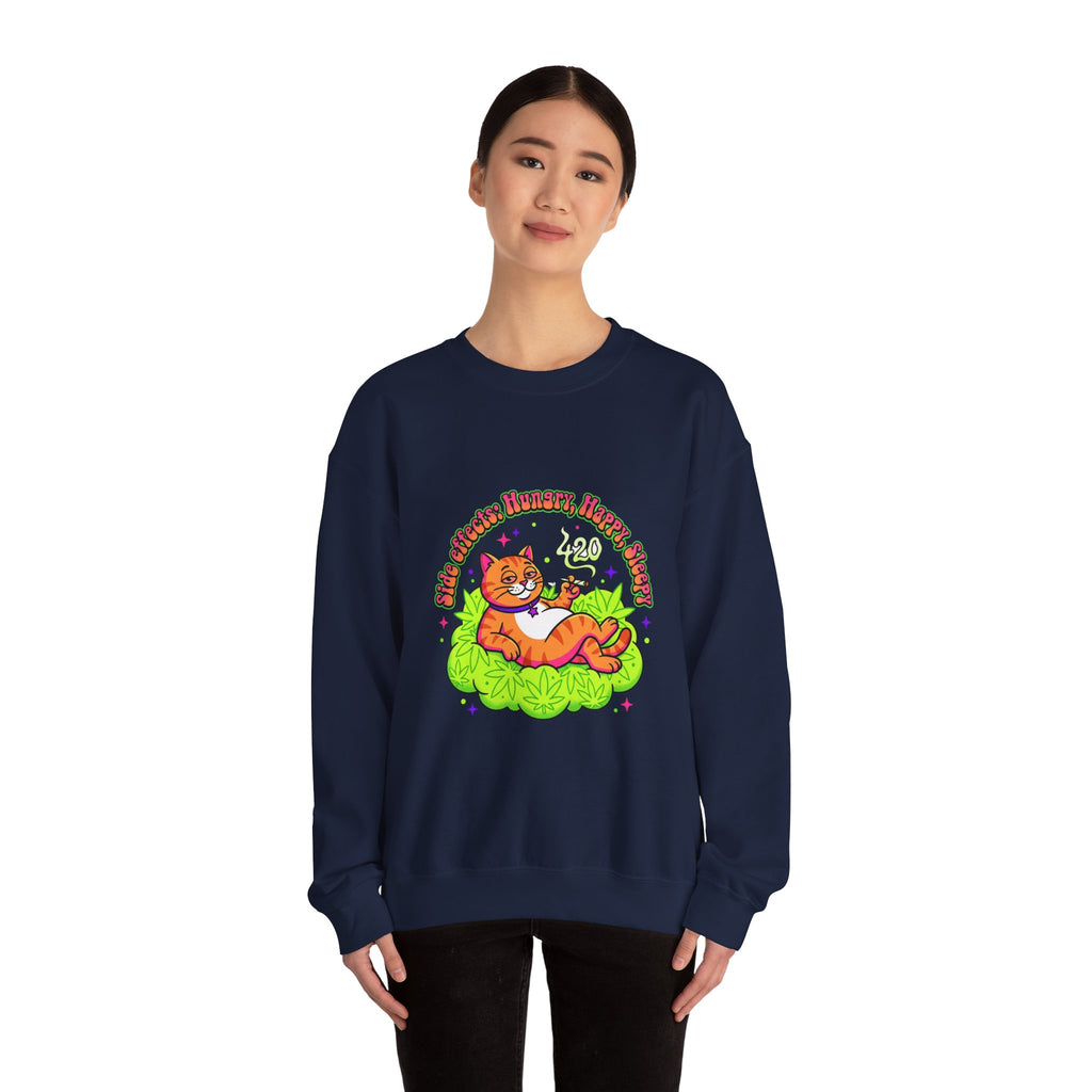 Chill Cat on Bud Sweatshirt | cannabis 420 stoner psychedelic