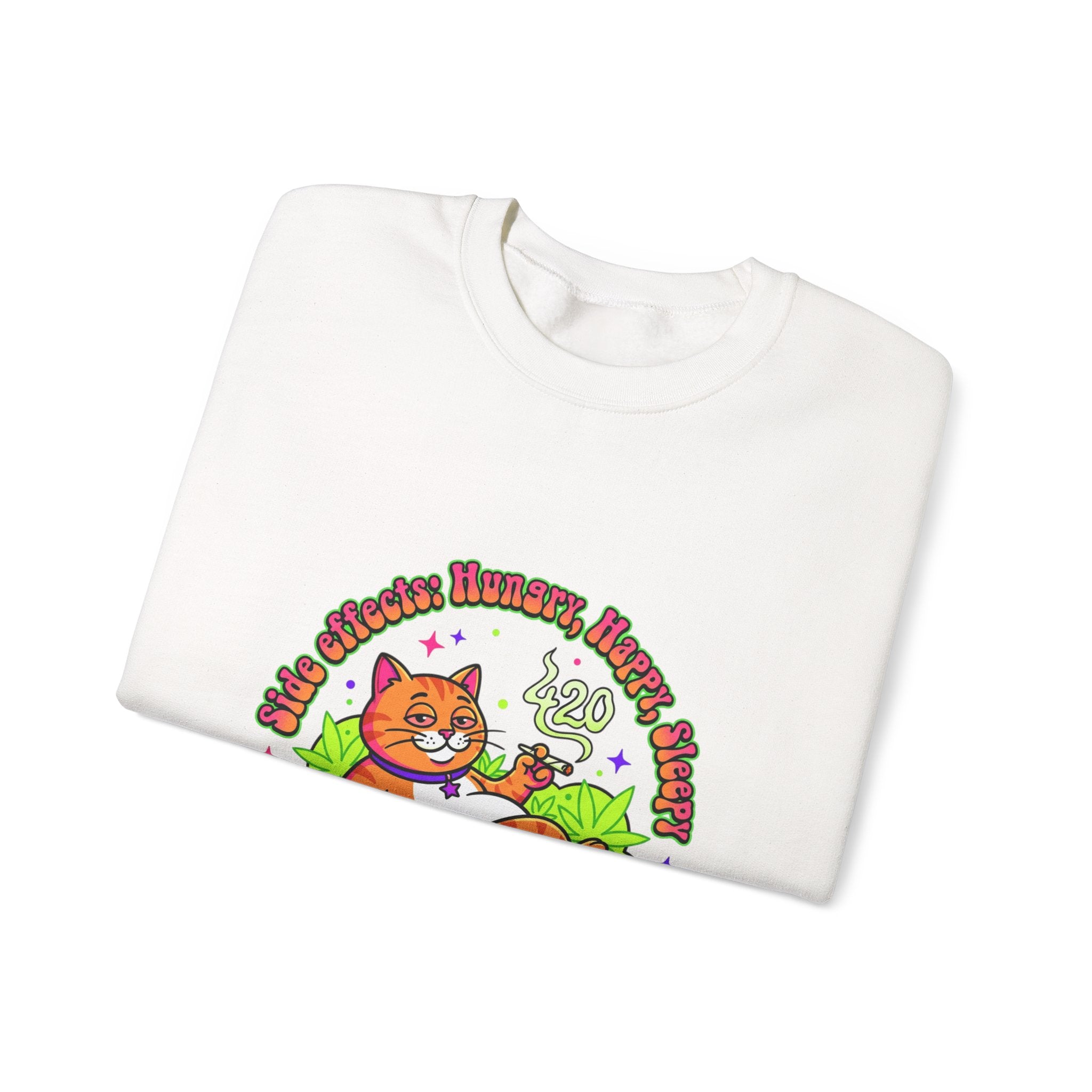 Chill Cat on Bud Sweatshirt | cannabis 420 stoner psychedelic